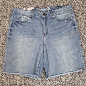 SEVEN7 Sunset Bermuda Denim Blue Shorts ‎ Women's Sz 14 NWT Coastal Chic
